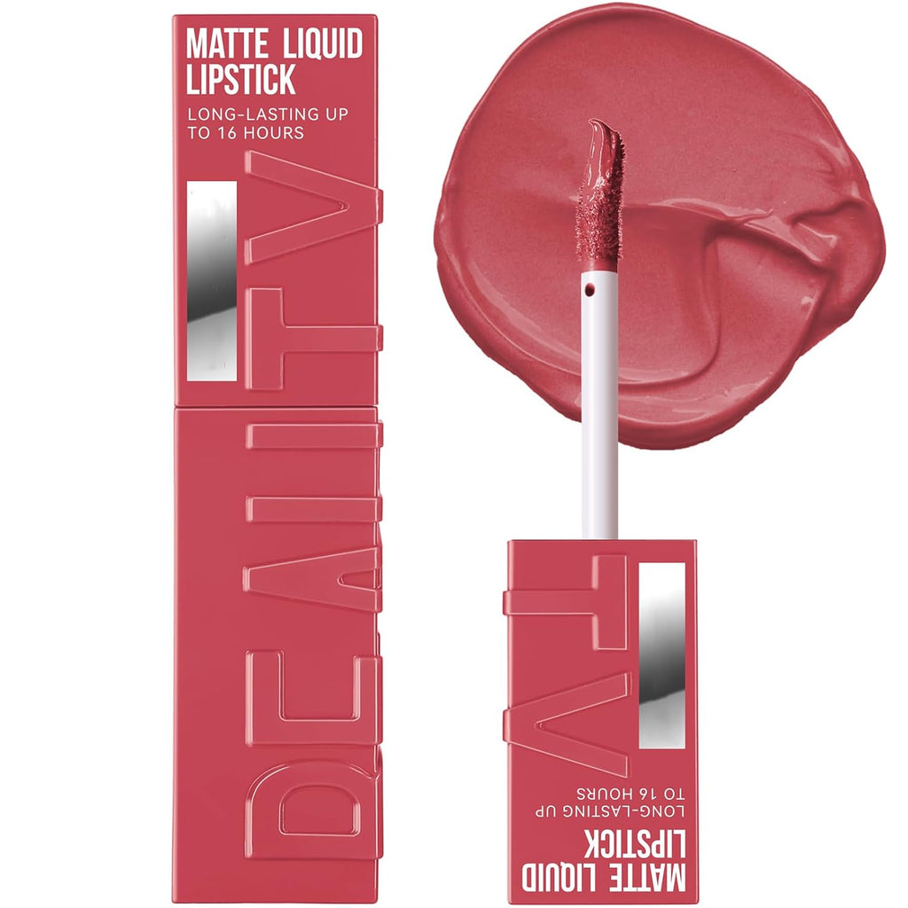 Matte Pink Lipstick, Smooth Creamy Lipstick for Women, Pink Lip Gloss, Long Lasting Lip Stick, Waterproof Pink Liquid Lipstick, Velvet Moisturizing Lipstick for All Skin Tones, Nude