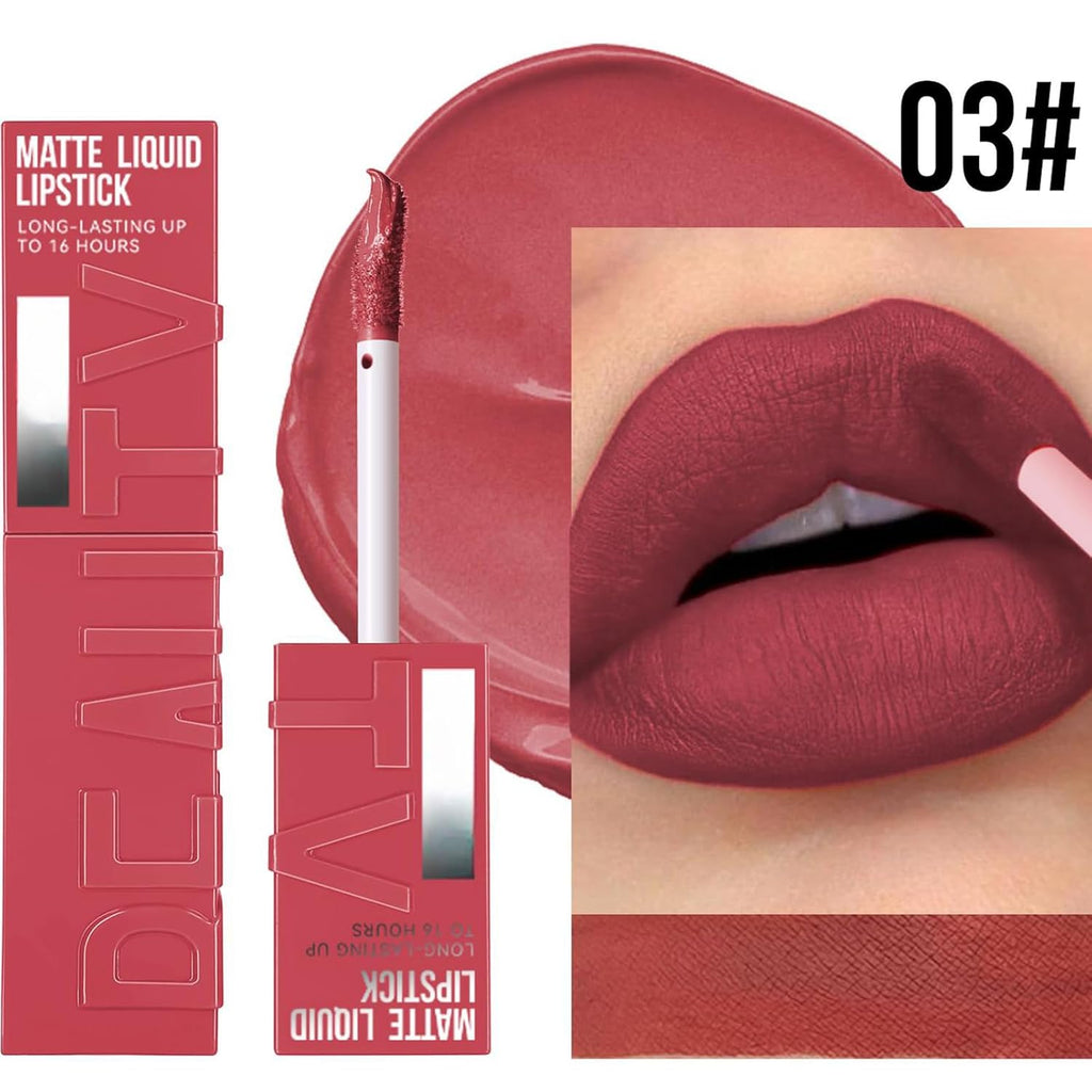 Matte Pink Lipstick, Smooth Creamy Lipstick for Women, Pink Lip Gloss, Long Lasting Lip Stick, Waterproof Pink Liquid Lipstick, Velvet Moisturizing Lipstick for All Skin Tones, Nude
