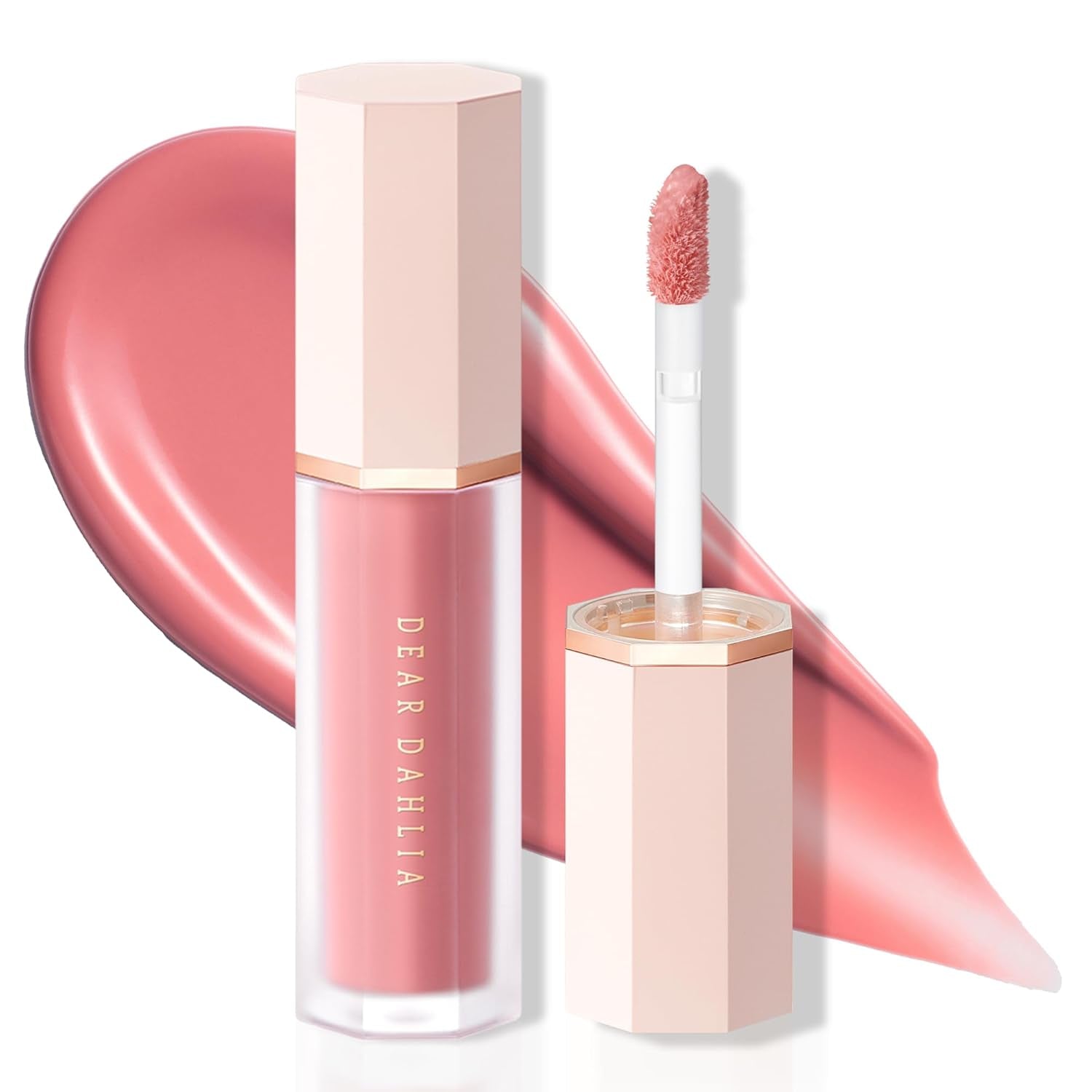 DEAR DAHLIA Petal Drop Liquid Blush (Dreamy) - Natural Dewy Glow Serum Blush, Buildable & Blendable, Sheer Watercolor Finish, Vegan Korean Makeup for Cheeks, 0.14 Oz