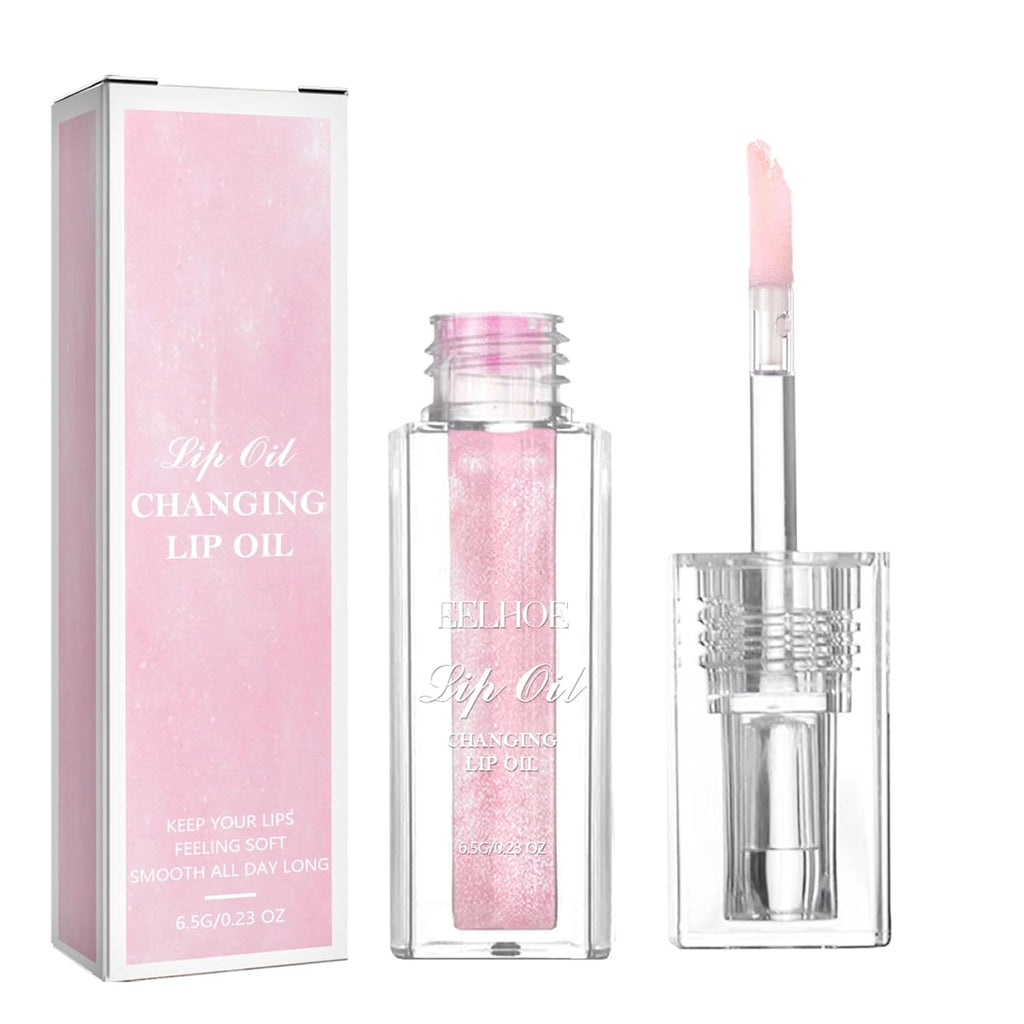 Color Changing Lip Oil, Magic Hydrating Glimmer Lip Gloss Balm, Transparent Plumping Lip Oil Tinted for Long Lasting Moisturizing Non-Sticky Fresh Texture Lip Oil - 1Pcs