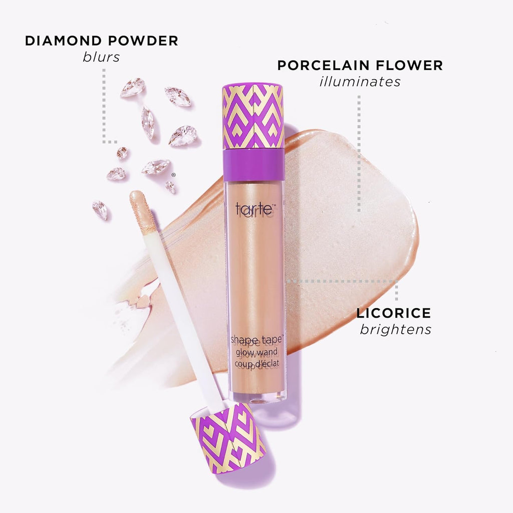 Tarte Shape Tape Glow Wand – Sheer Liquid Highlighter with Mineral Pigments & Shea Butter for Hydrated Radiant Appearance, Vegan & Cruelty Free