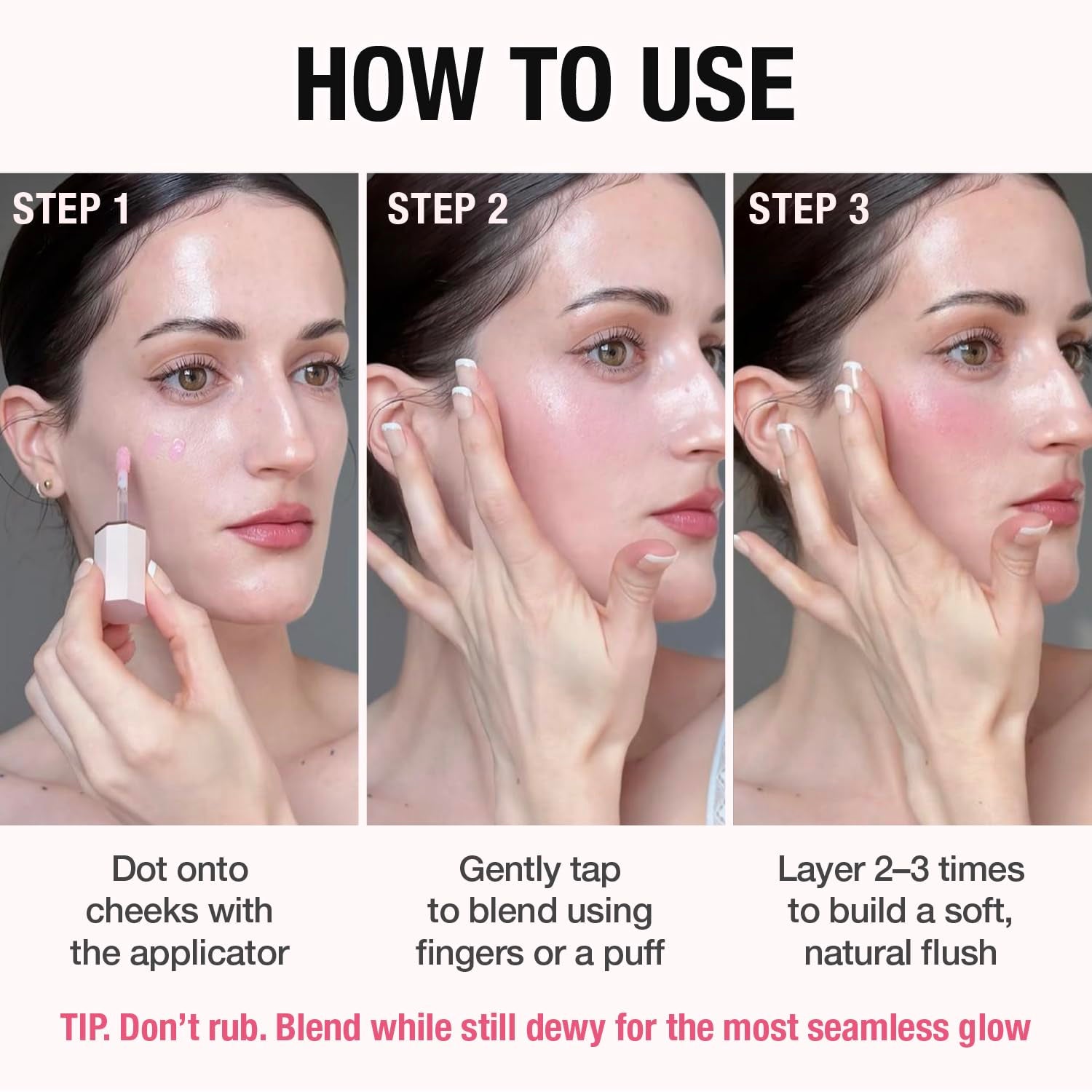 DEAR DAHLIA Petal Drop Liquid Blush (Dreamy) - Natural Dewy Glow Serum Blush, Buildable & Blendable, Sheer Watercolor Finish, Vegan Korean Makeup for Cheeks, 0.14 Oz